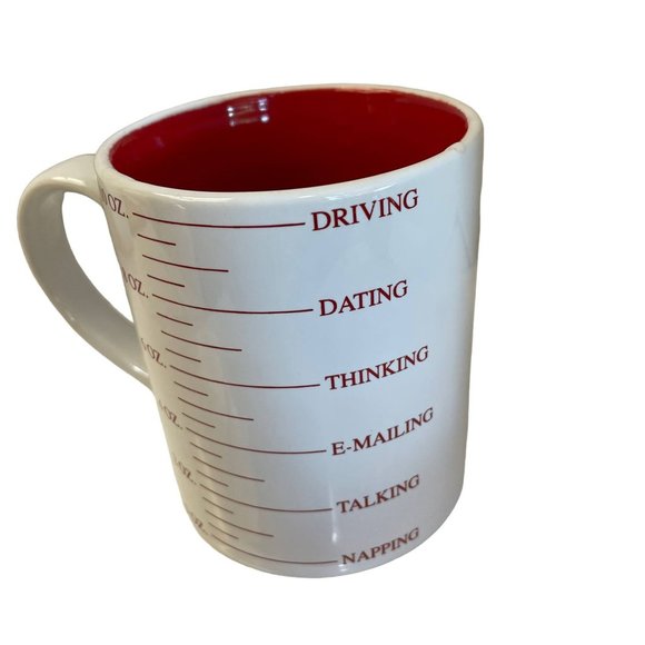 CAFFEINE REQUIREMENT Cup Mug Punctuate Barnes Noble Novelty Humor Red White 10oz - Picture 7 of 8